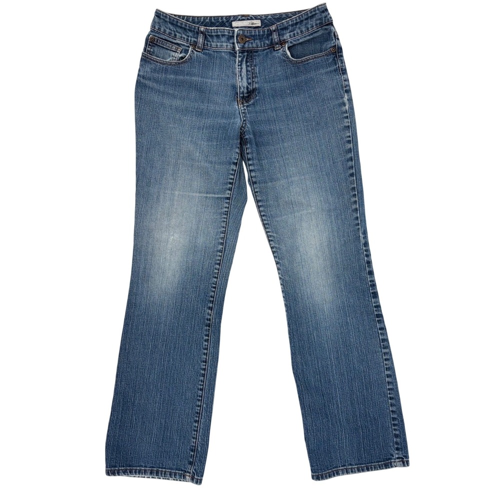 Chicos Platinum Jeans Blue Straight Leg Stretch Relaxed Casual Size 0 30x30